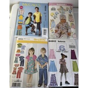 Lot of 4 Children’s / Baby Clothing Sewing Pattern Kits Mccall Butterick Y2k